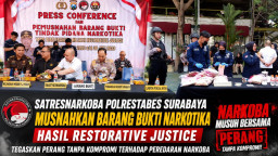 Polrestabes Surabaya Musnahkan Barang Bukti Narkotika Hasil Restorative Justice, Tegaskan Perang Tanpa Kompromi terhadap