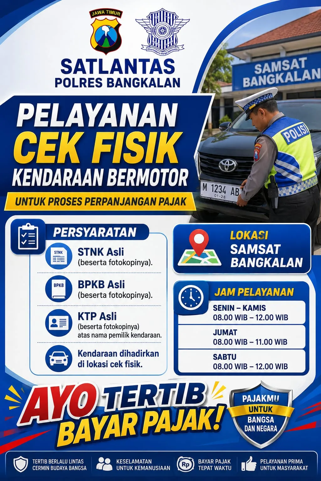 Samsat Bangkalan, Sosialisasikan Mekanisme Perpanjang STNK dan Pajak Tahunan kepada Masyarakat Wajib Pajak