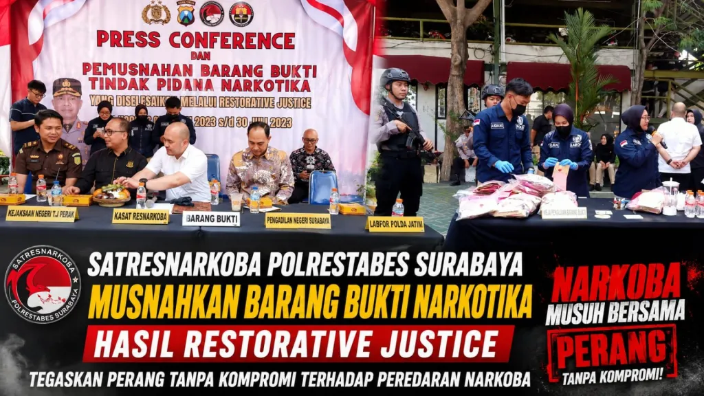 Polrestabes Surabaya Musnahkan Barang Bukti Narkotika Hasil Restorative Justice, Tegaskan Perang Tanpa Kompromi terhadap